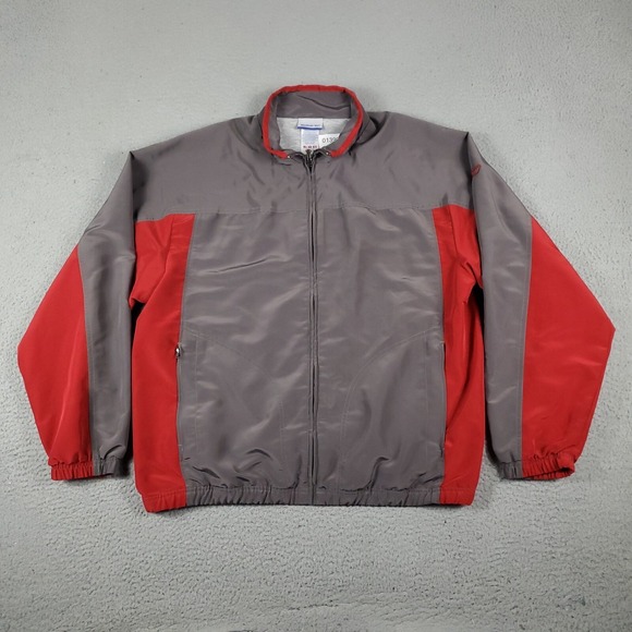 Reebok Other - Reebok Red Gray Full Zip Winter Windbreaker Jacket Mens Size Large